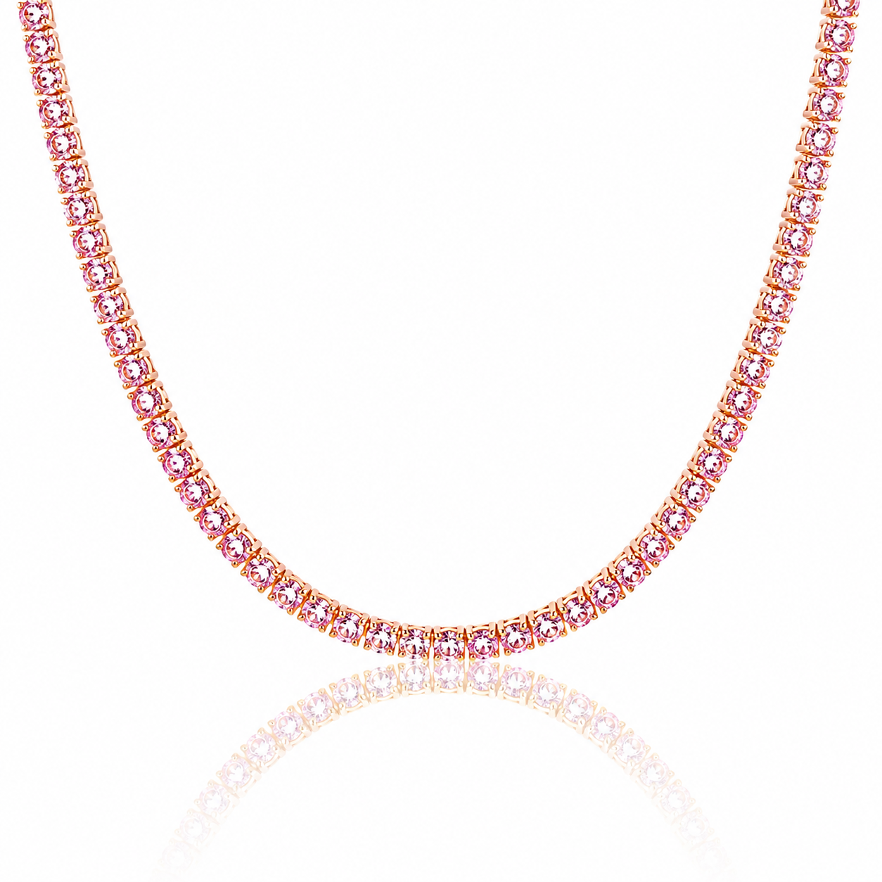 Pink sapphire tennis necklace for her