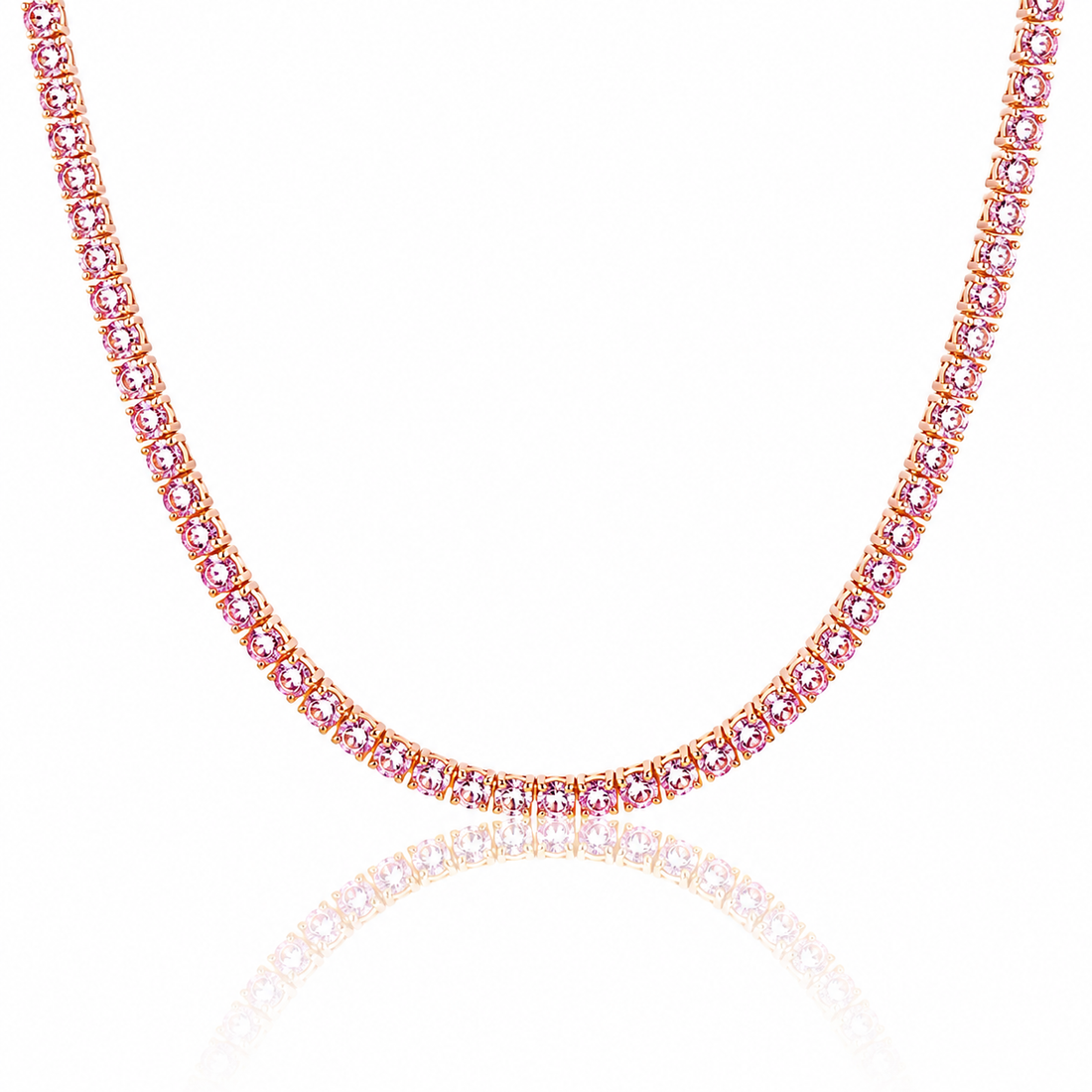Pink sapphire tennis necklace for her