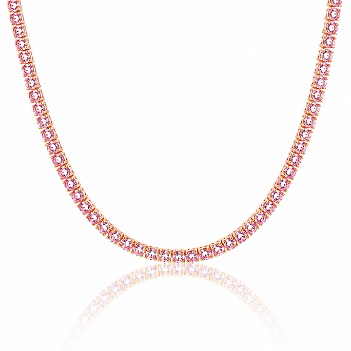Pink sapphire tennis necklace for her