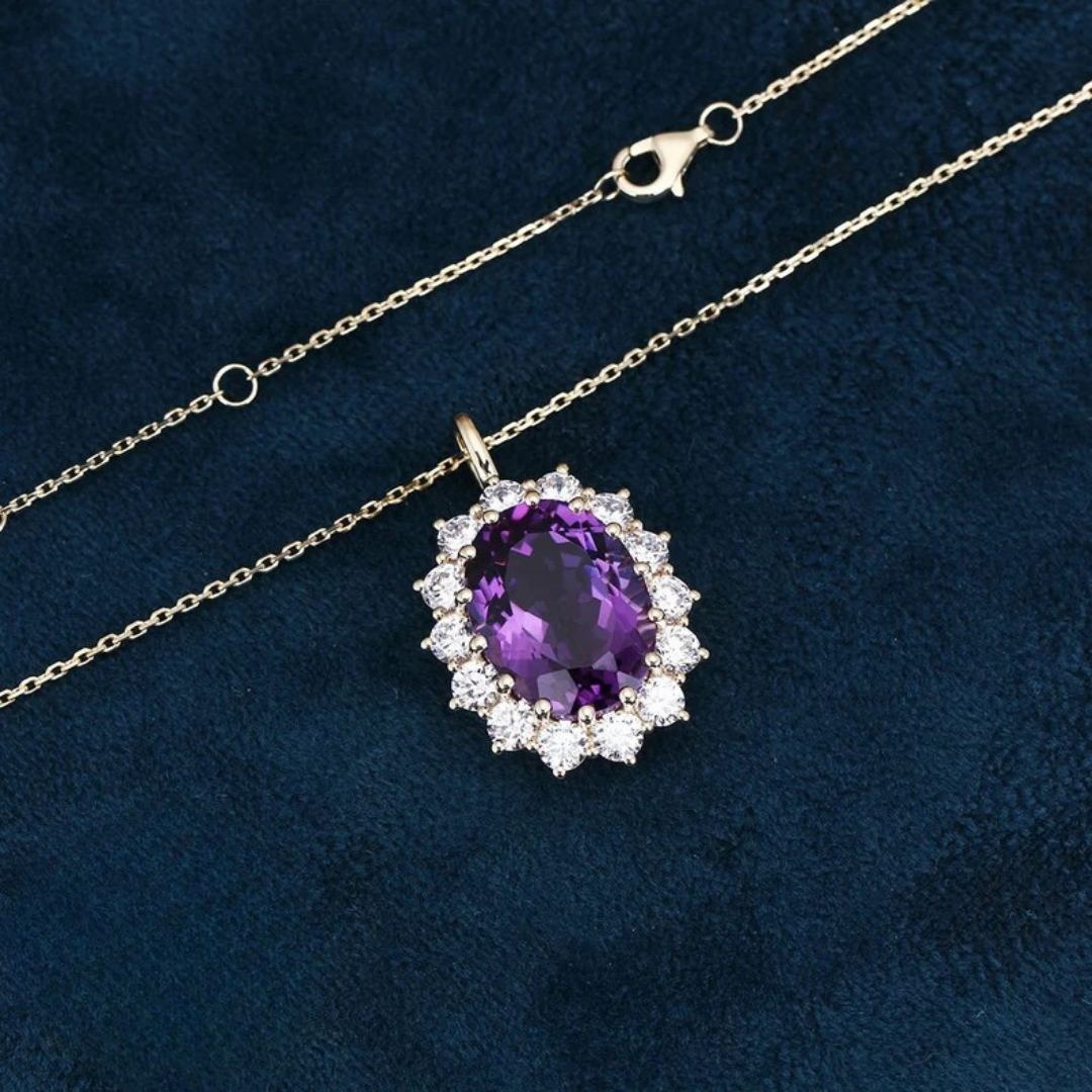 Purple gemstone pendant for women