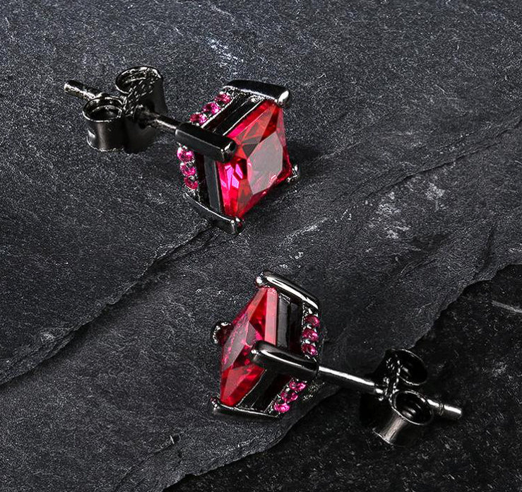 Red Ruby Stud Earrings