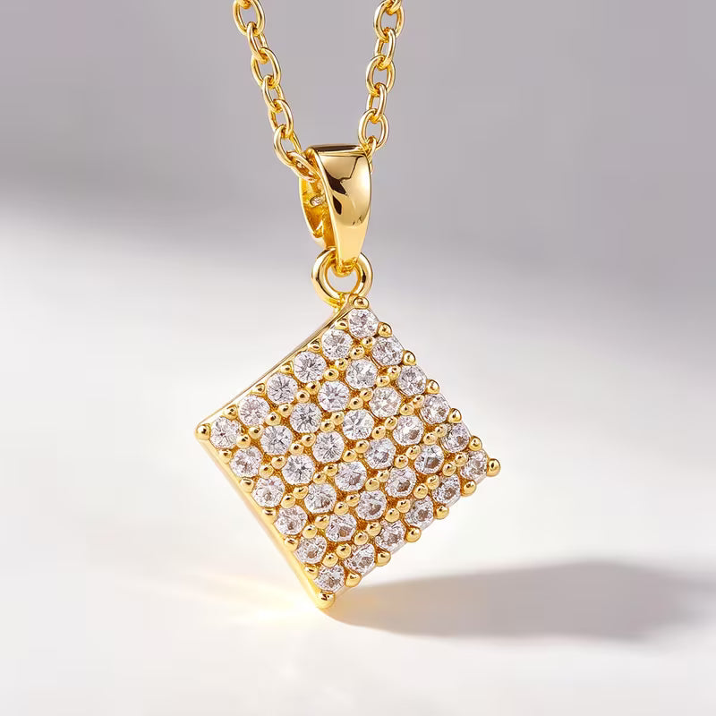 Rhombus moissanite pendant necklace