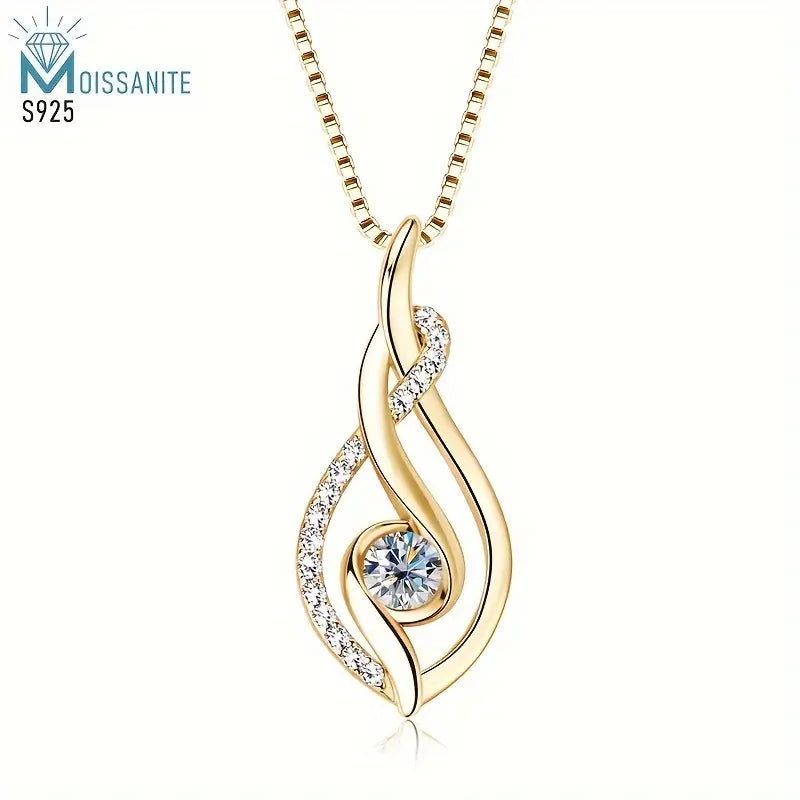 Ribbon Wave Moissanite Pendant