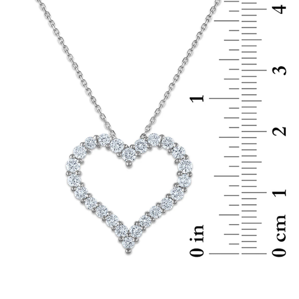 Romantic diamond heart necklace, perfect for a wedding anniversary gift.