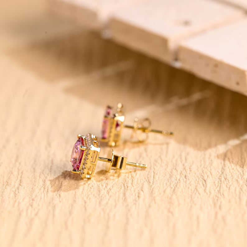 Romantic pink sapphire stud earrings
