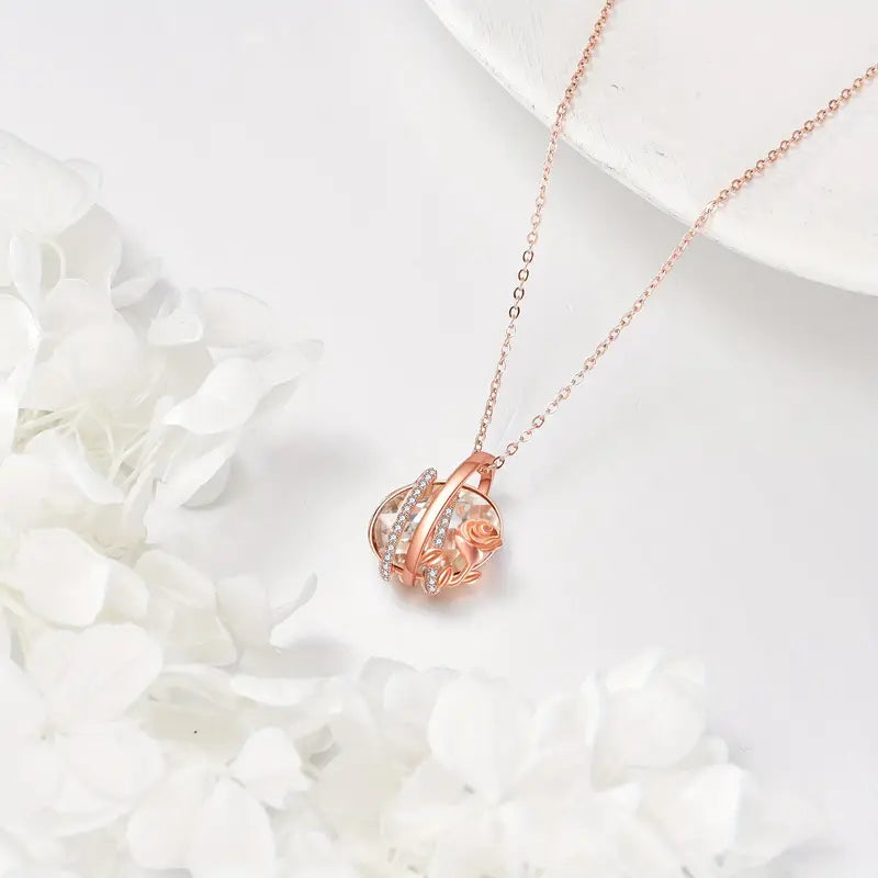 Rose Gold Floral Pendant Necklace