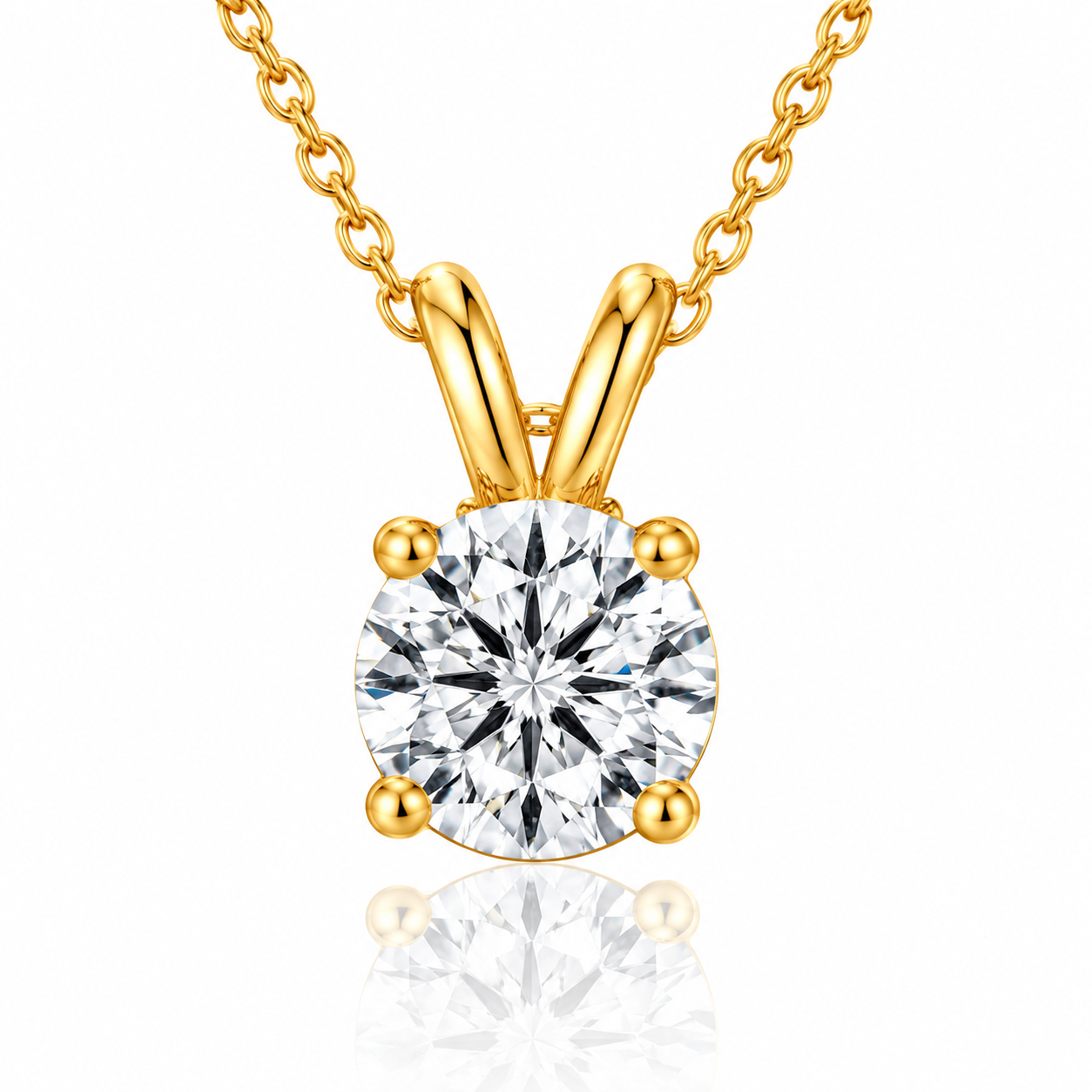 Round Cut Diamond Solitaire V-Bale Pendant