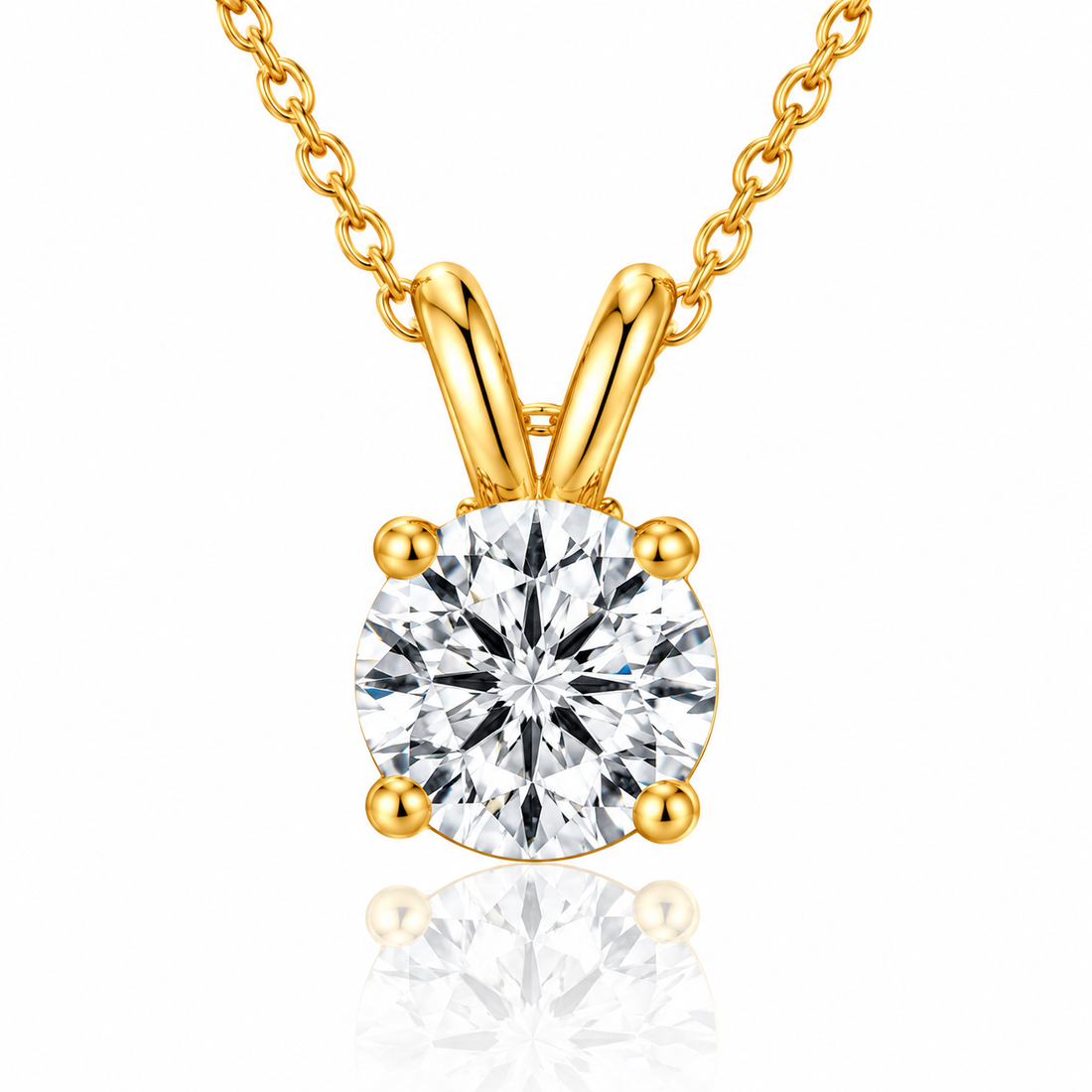 Round Cut Diamond Solitaire V-Bale Pendant