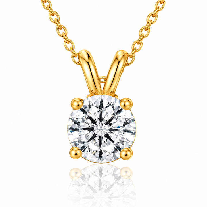 Round Cut Diamond Solitaire V-Bale Pendant