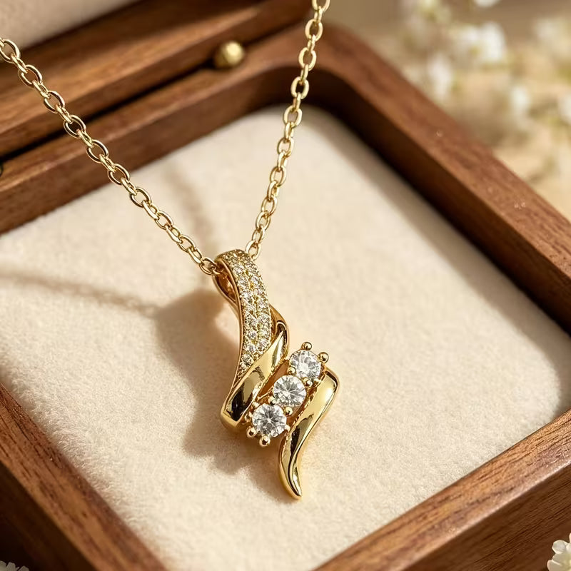 S-curve moissanite pendant necklace