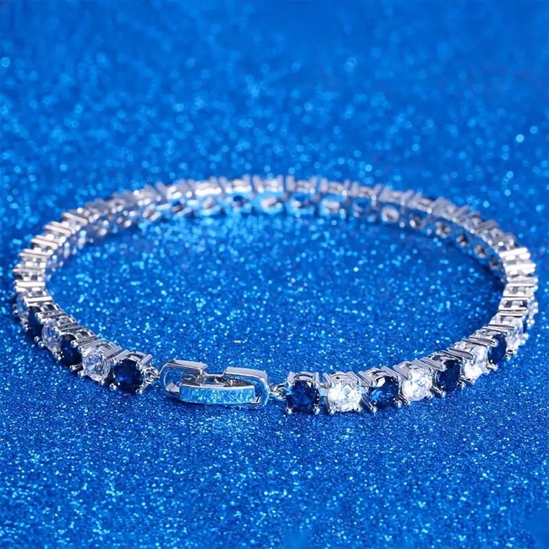 Sapphire and diamond tennis bracelet