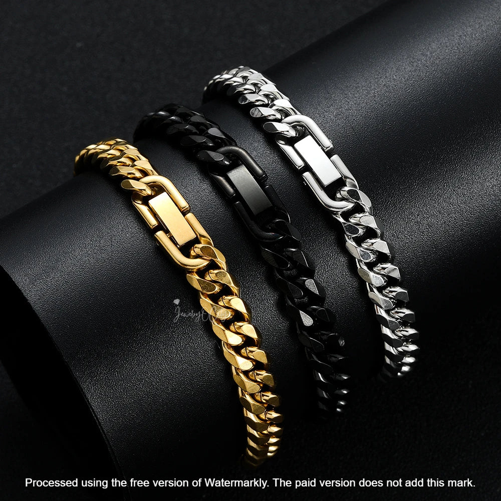 Unisex Solid Cuban Link Miami Bracelet