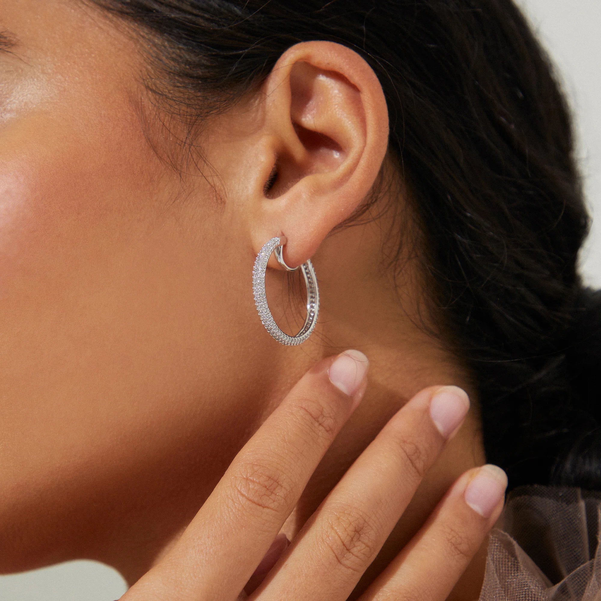Sparkling Moissanite Hoop Earrings