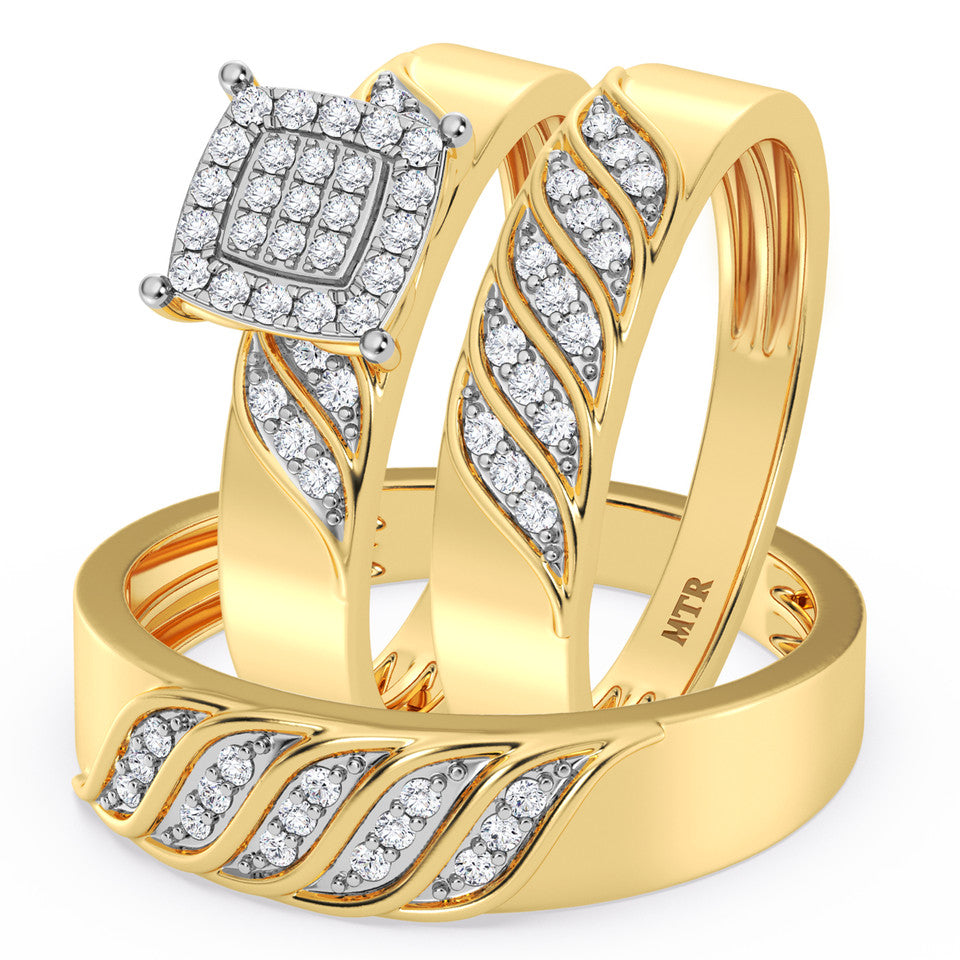 Sparkling cushion cut moissanite ring set