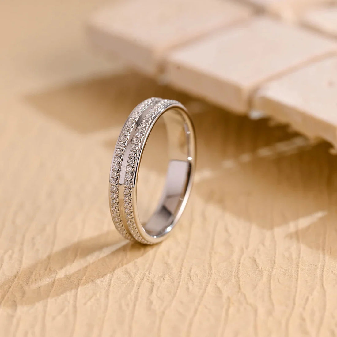 Sparkling double row wedding band