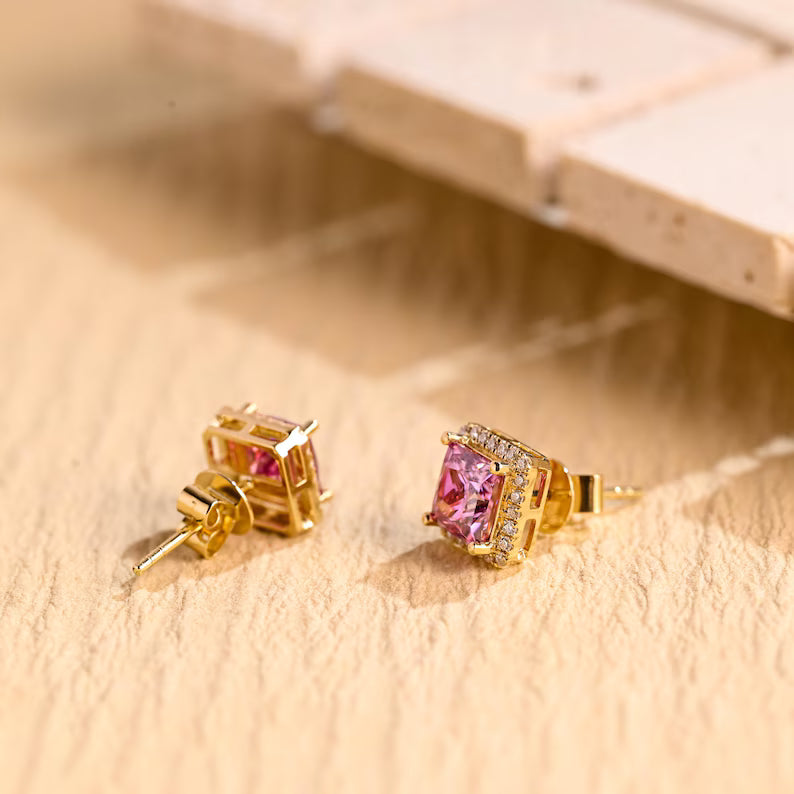 Sparkling pink sapphire earrings
