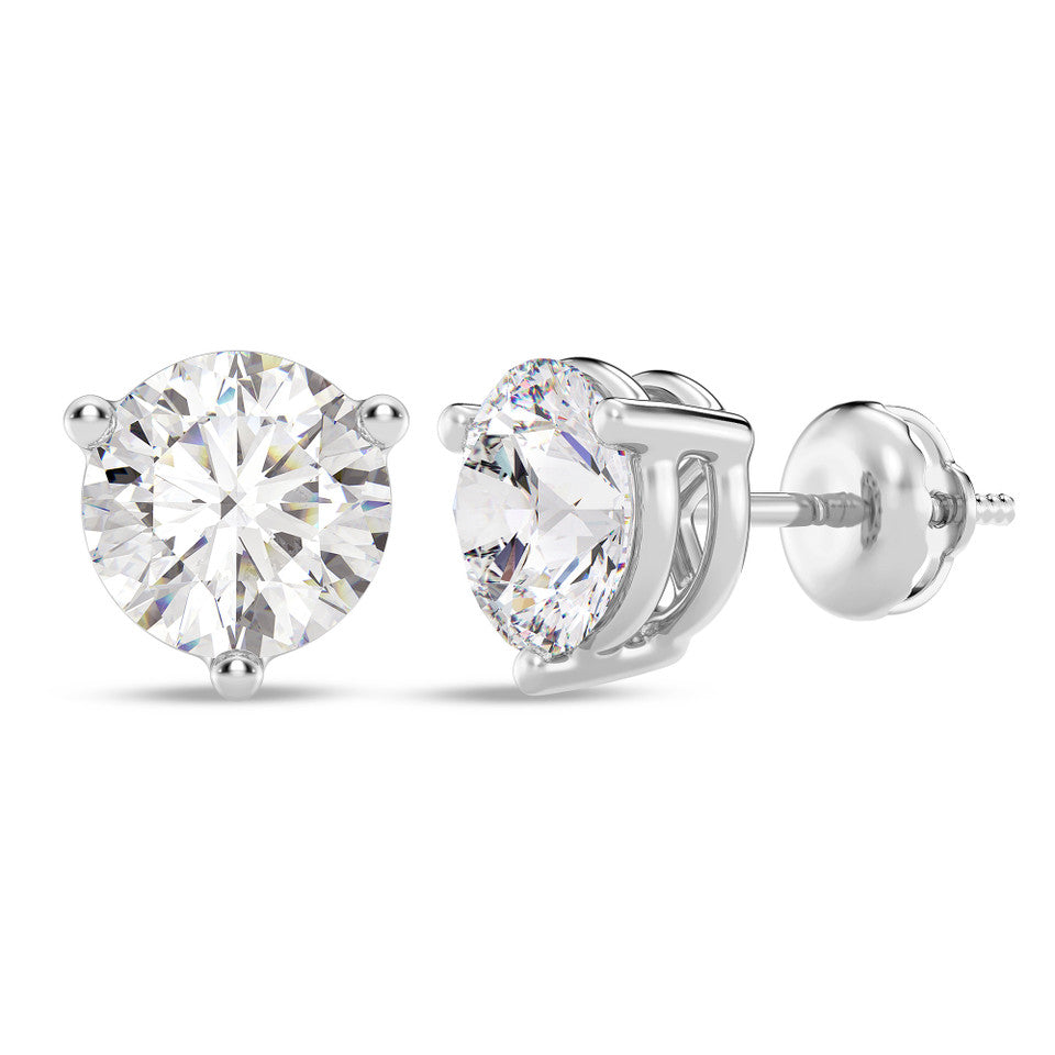 Three prong moissanite earrings for women