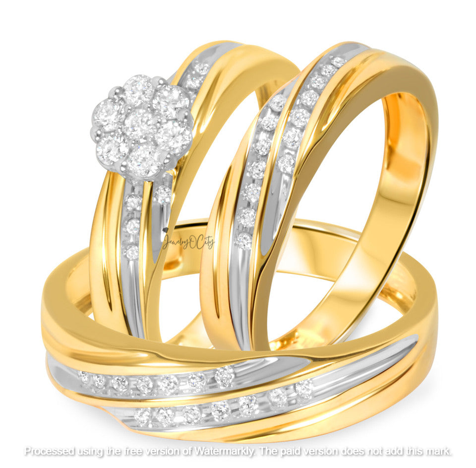 2.40Ct Diamond Wedding Trio Ring Set