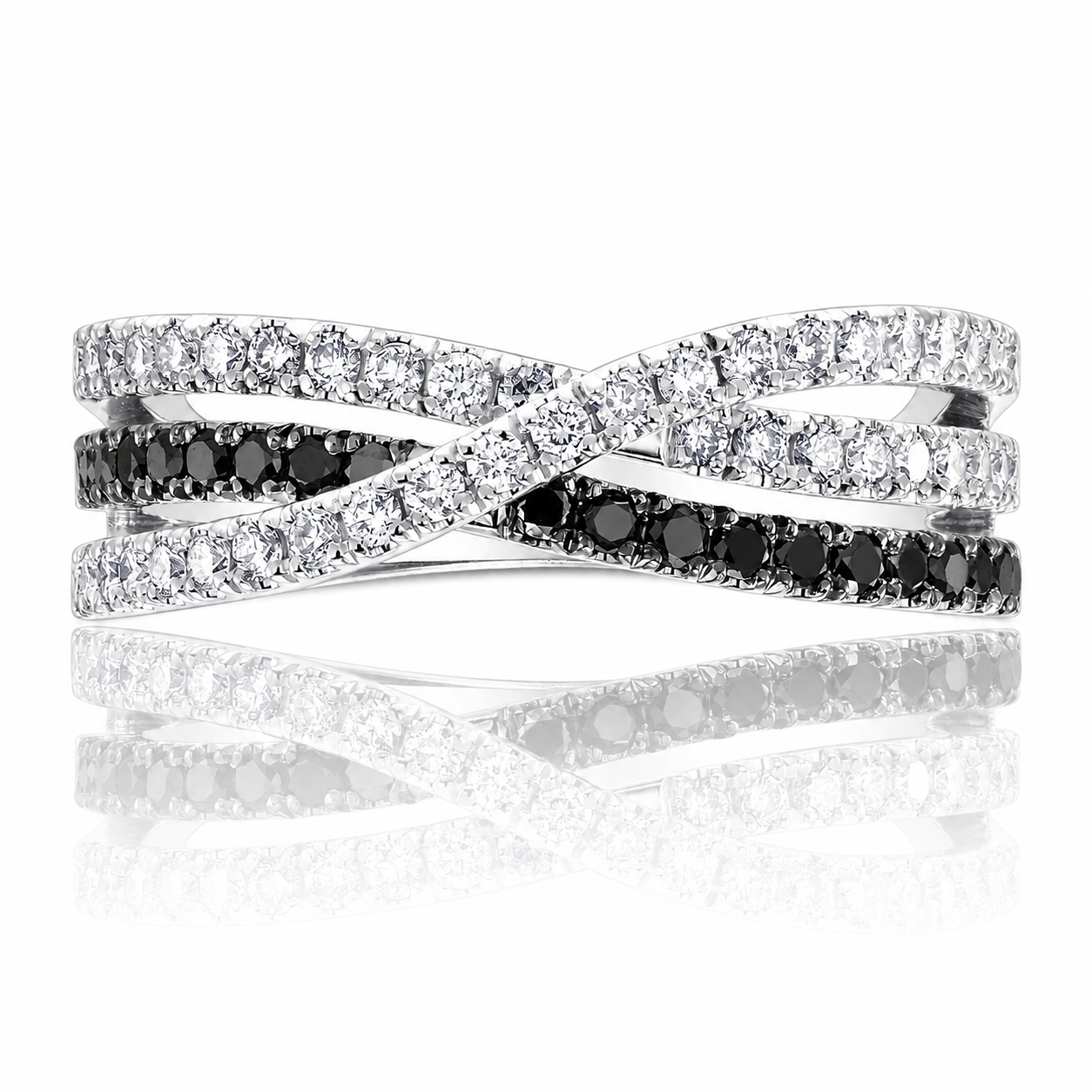 Twisted Infinity Black and White Diamond Wedding Band
Black and White Diamond Infinity Ring