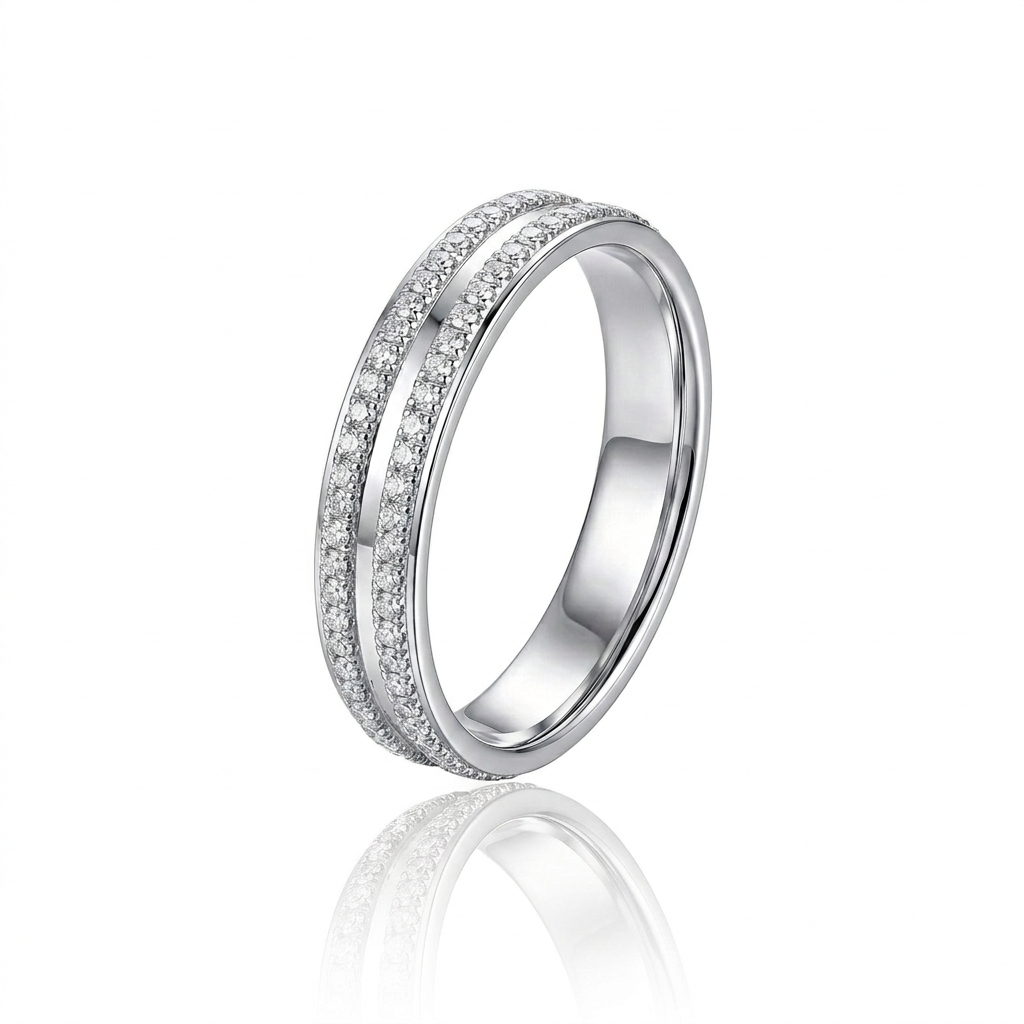 Two row diamond women’s wedding band