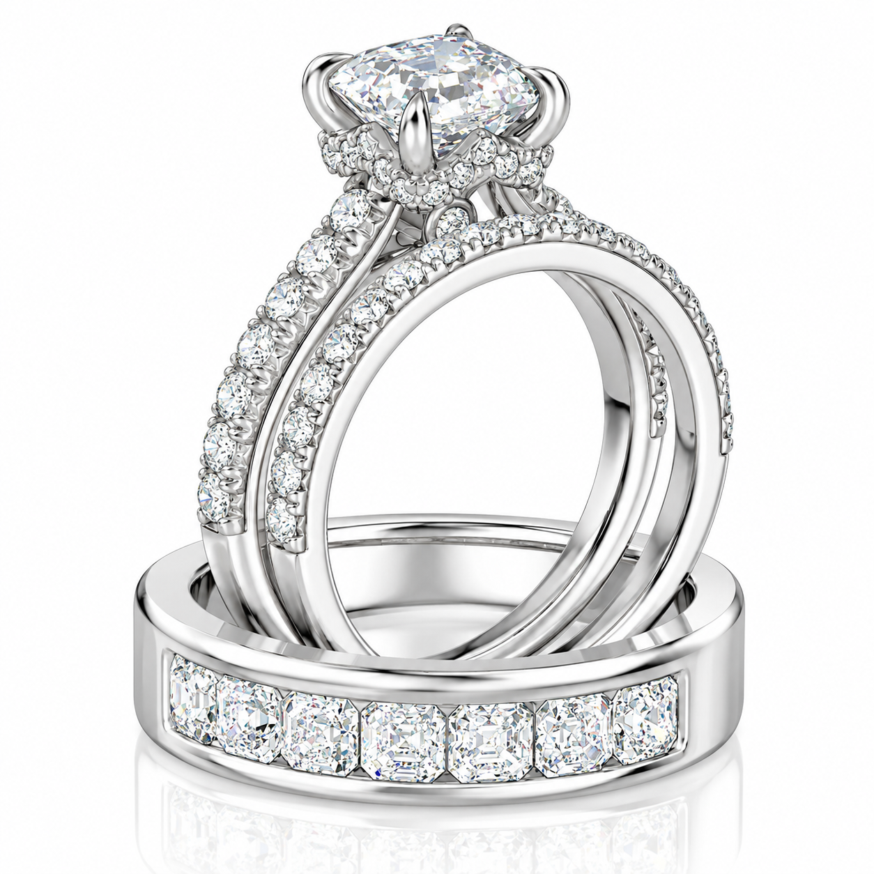 Ultimate Pavé Diamond Bridal Ring Set