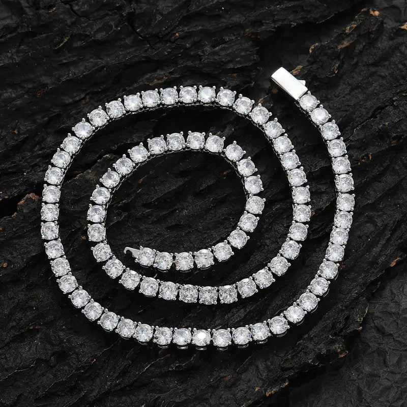 Unisex lab grown diamond tennis chain close up