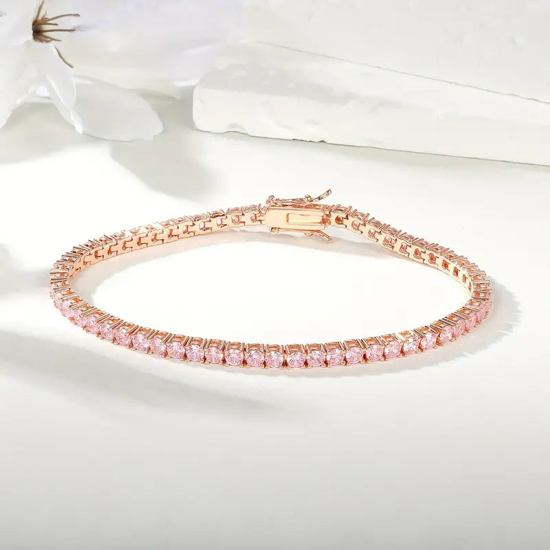 Vivid Pink Eternity Tennis Bracelet