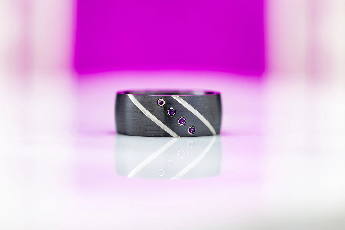 black gold men’s gemstone ring