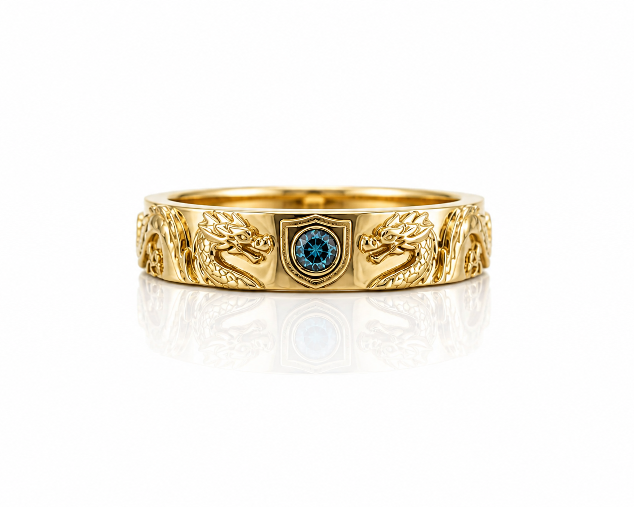 blue topaz diamond dragon band