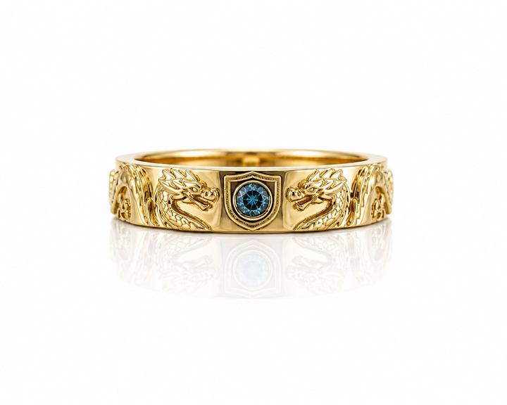 blue topaz diamond dragon band