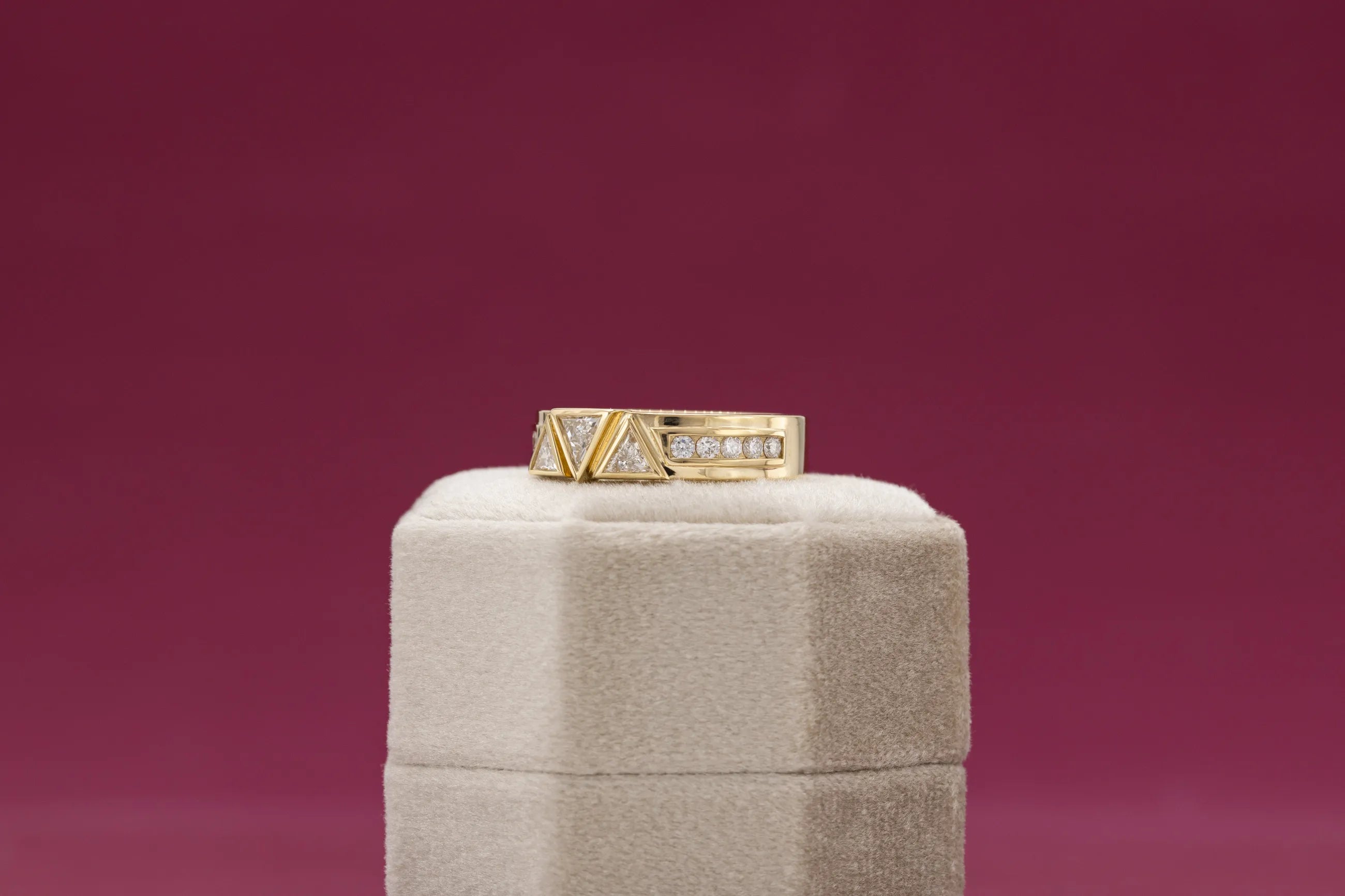bold pyramid wedding band