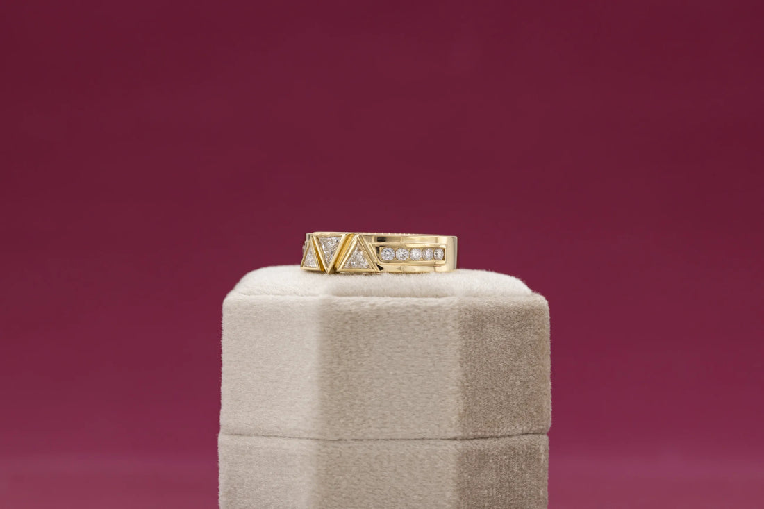 bold pyramid wedding band
