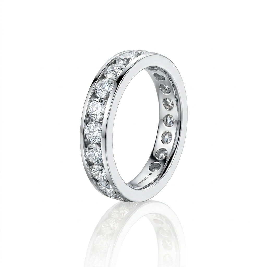 channel set diamond women’s wedding band