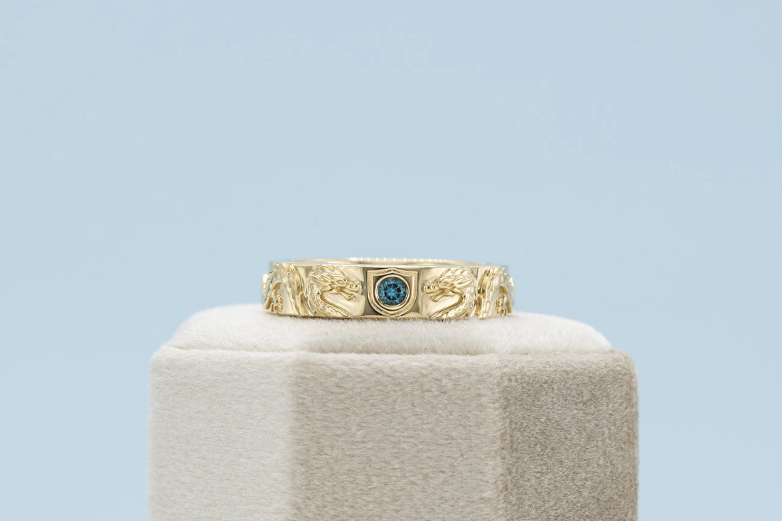 dragon design gemstone ring