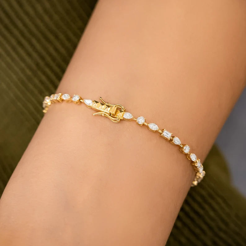 elegant diamond bracelet with mixed shapes