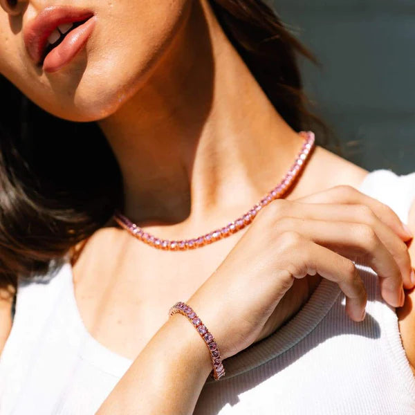 elegant pink tennis bracelet