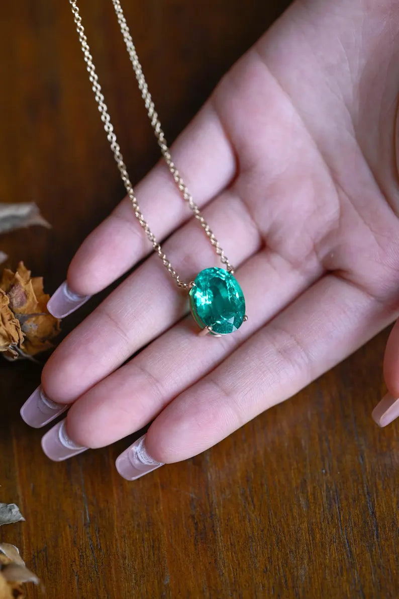 emerald necklace with gold chain