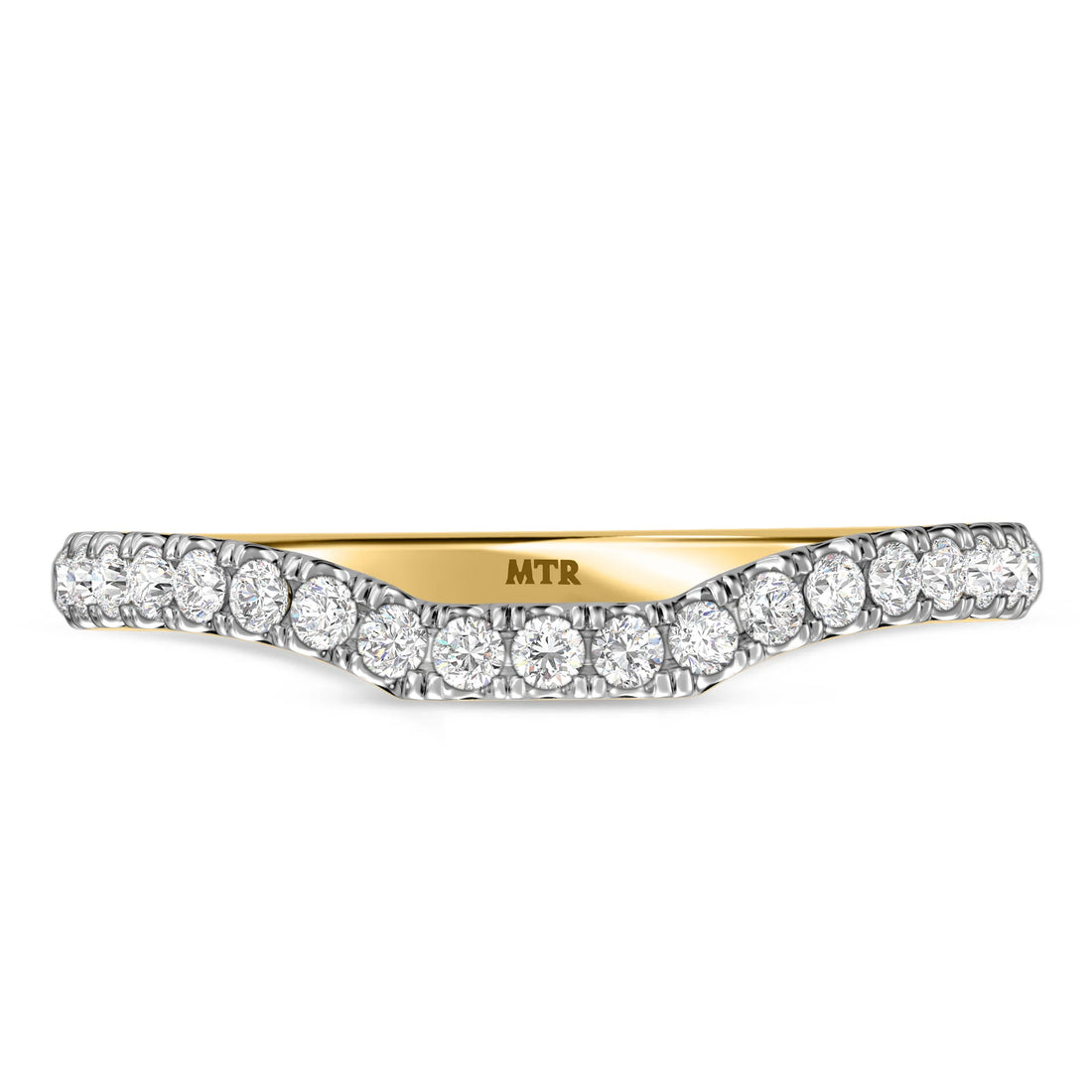 “geometric architectural channel-set wedding ring duo”