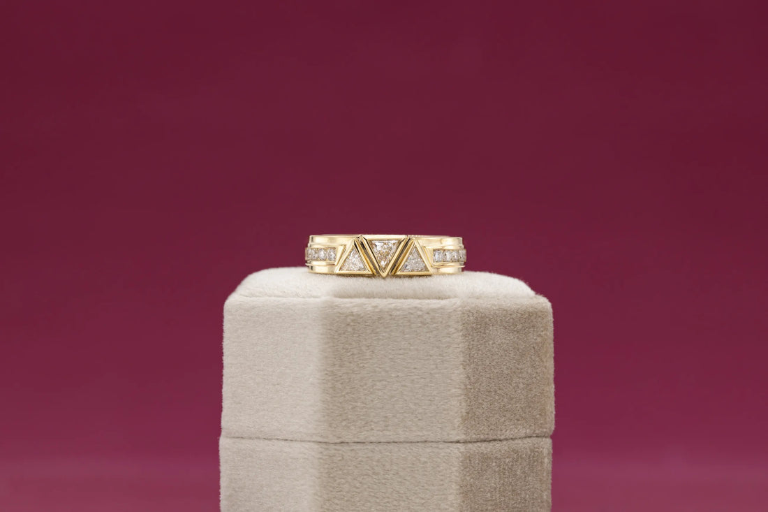 geometric gold statement ring