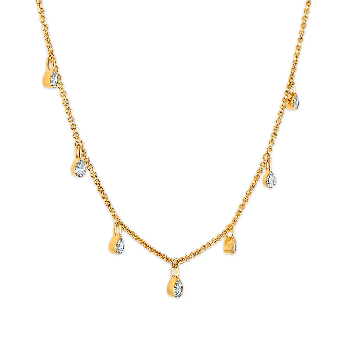 “gold pear diamond dangle pendant close-up”