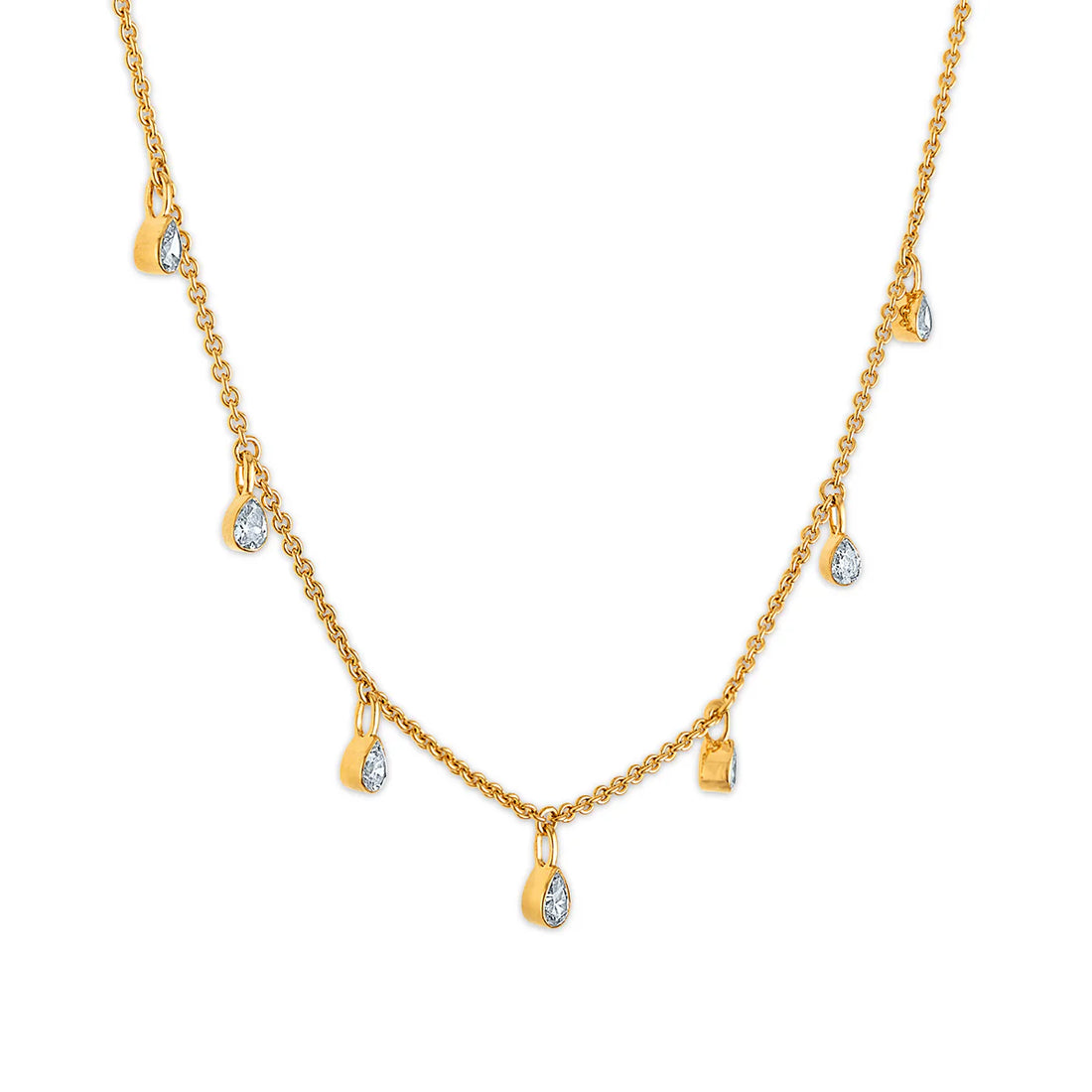 “gold pear diamond dangle pendant close-up”