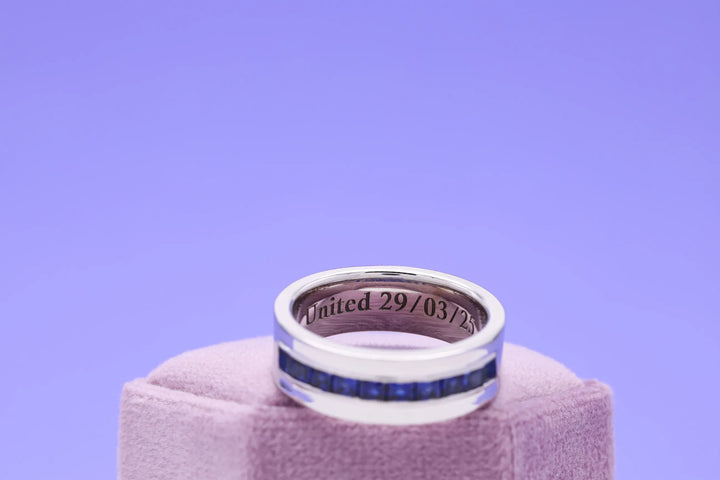 half eternity blue sapphire ring