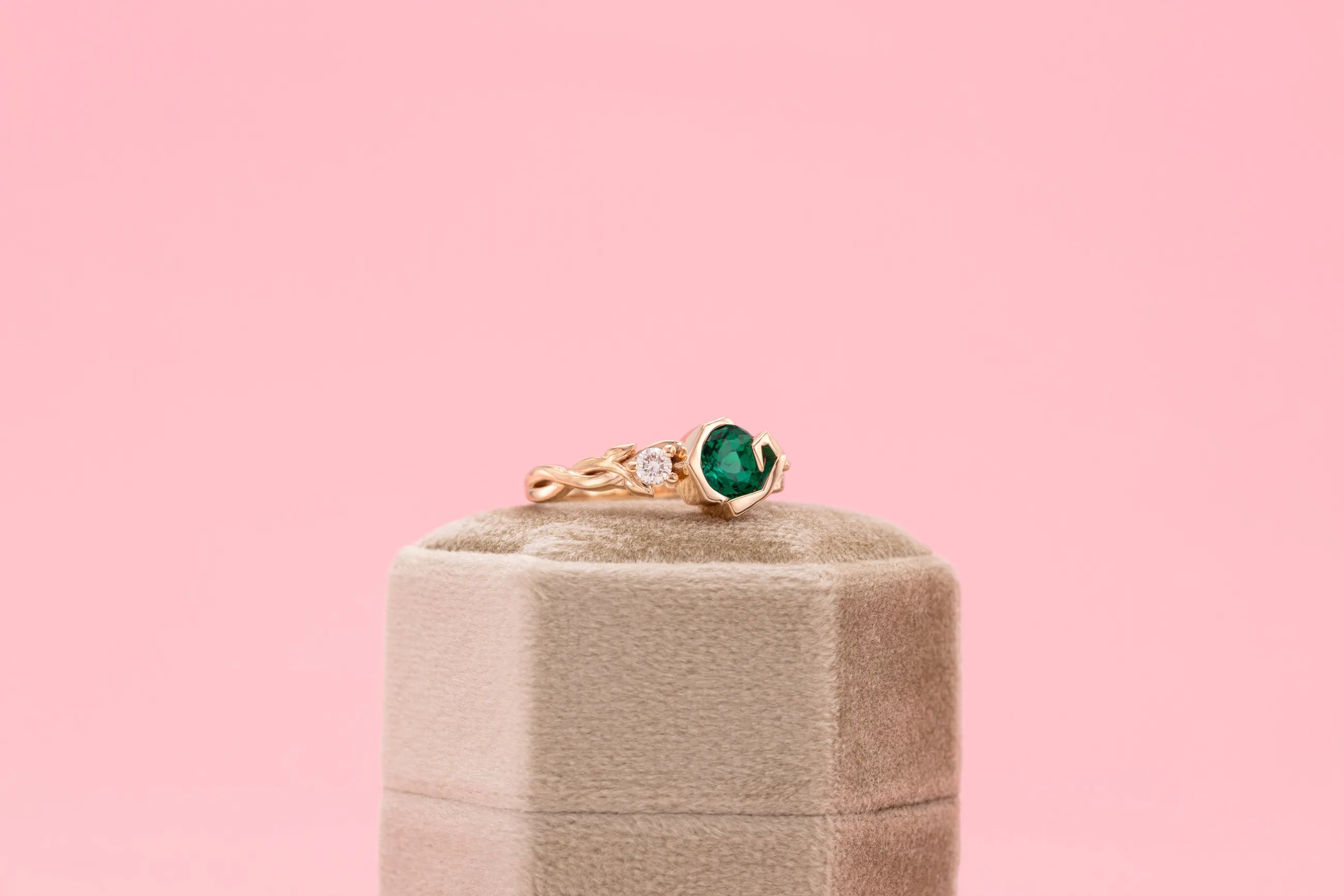 handcrafted emerald solitaire ring