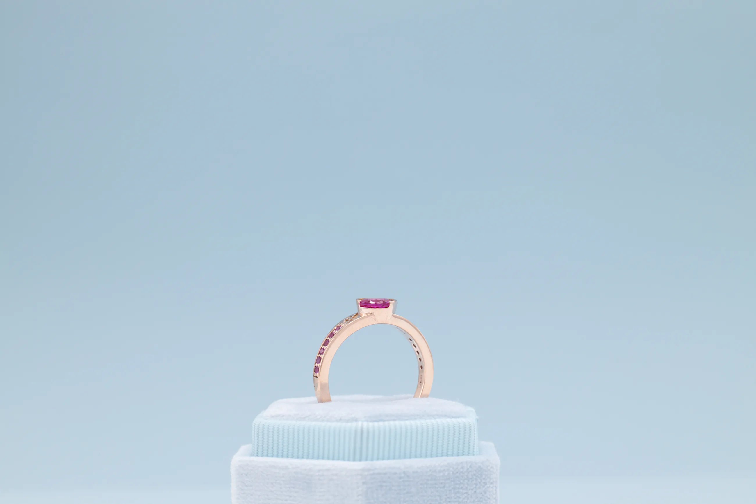 handcrafted pink sapphire moon ring