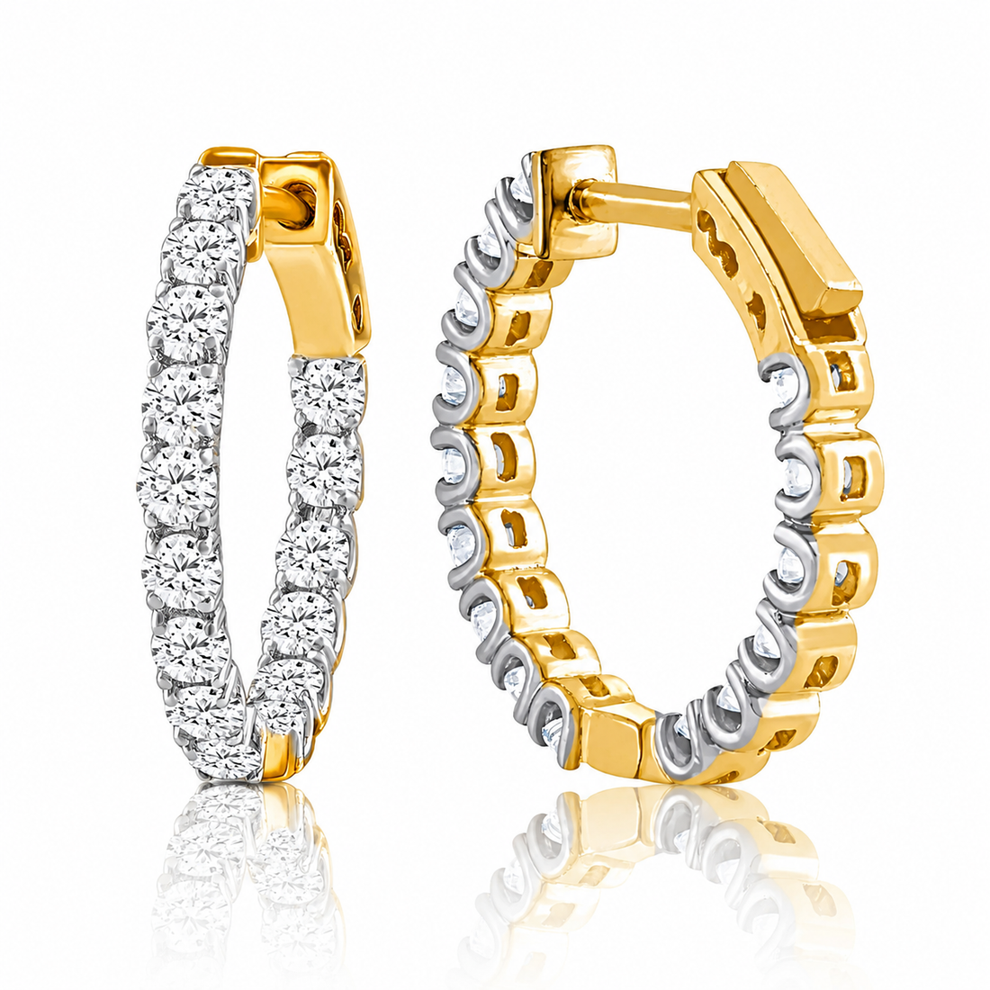 inside out diamond hoop earrings