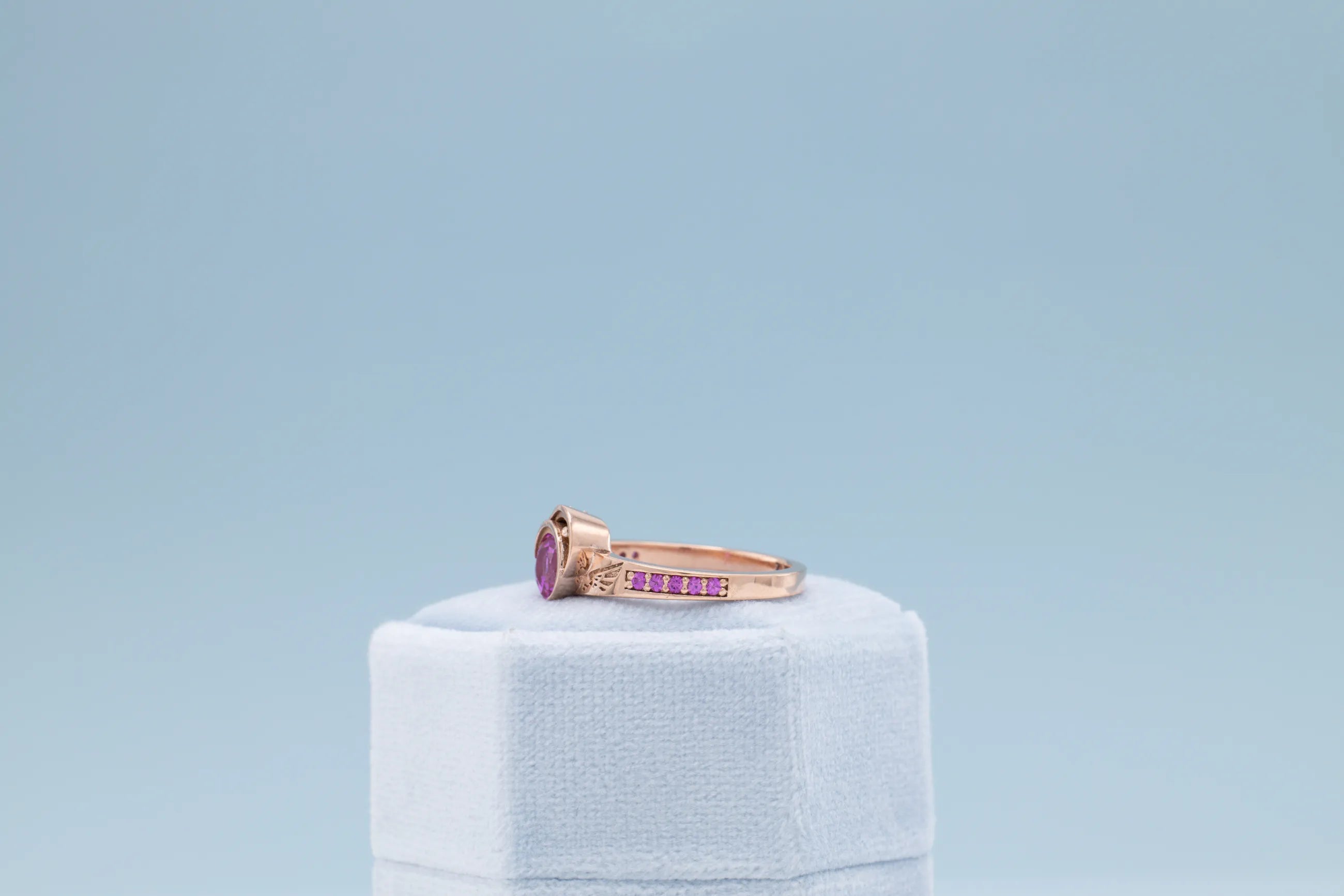 lunar themed sapphire engagement ring