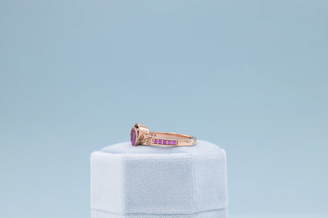 lunar themed sapphire engagement ring