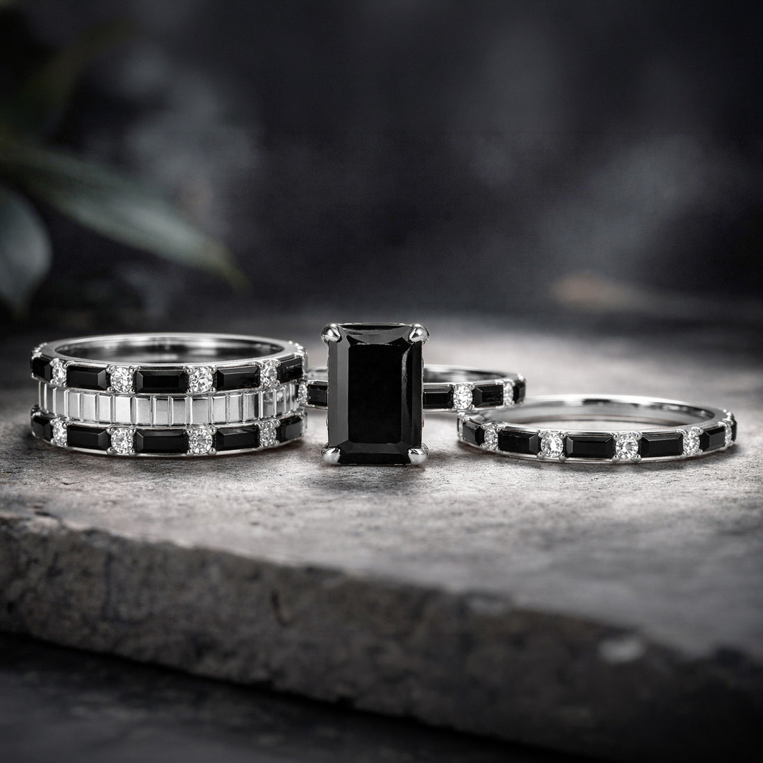 “luxury emerald and onyx interchangeable set close-up”