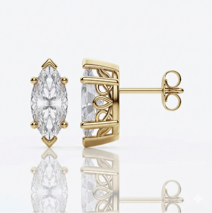 marquise diamond solitaire stud earrings