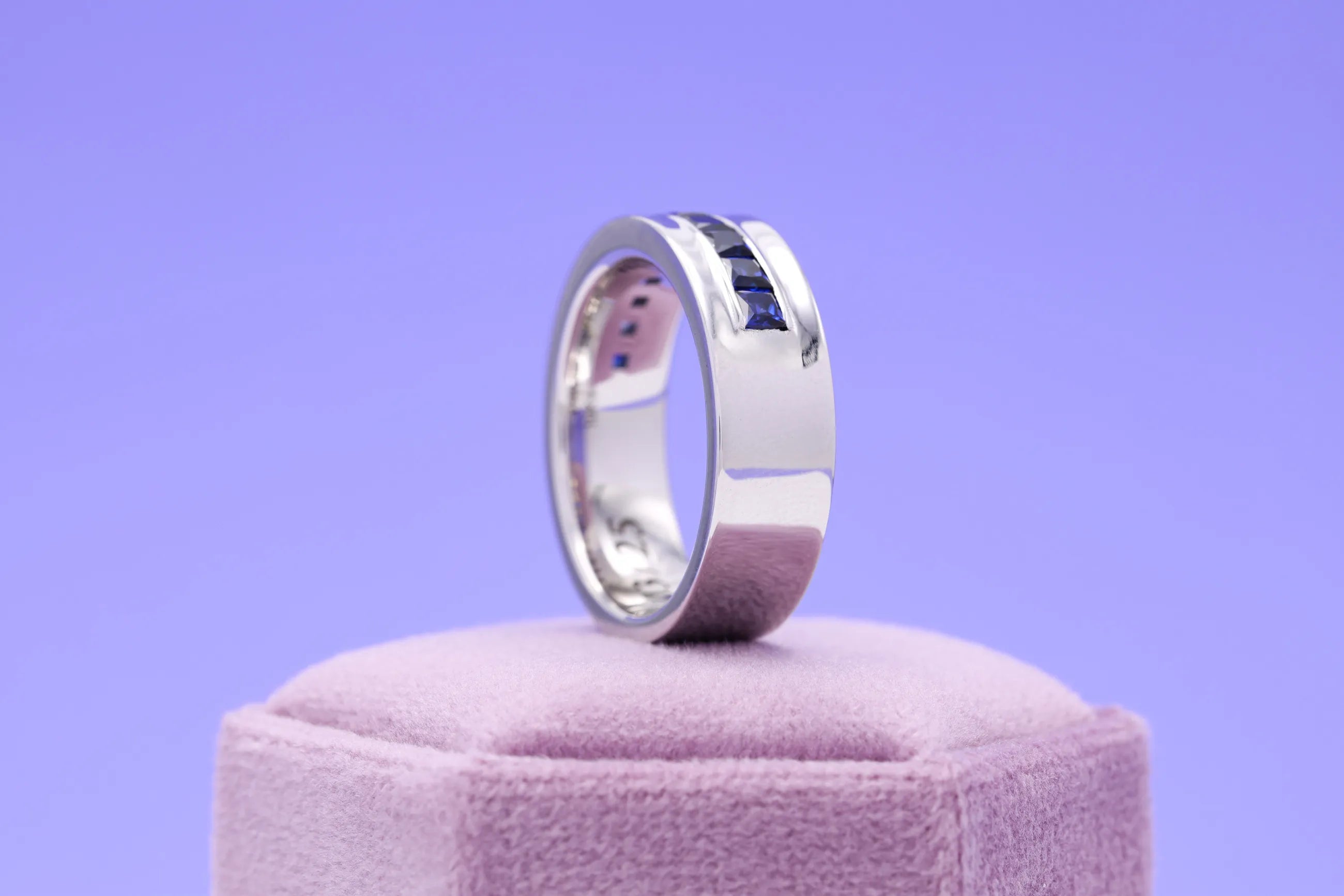 minimalist sapphire stacking band